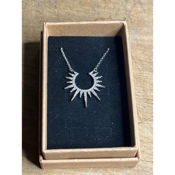 Sunburst Crystal Pendant Necklace With 17" Chain - Picture 9 of 9